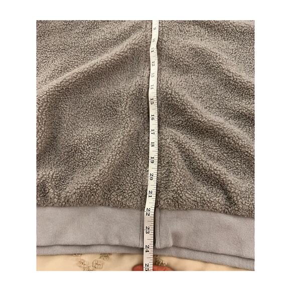 MIROL Women's Light Grey Sherpa Fleece Jacket Fuzzy Casual Zip Up Bomber Coat, L - Picture 7 of 8